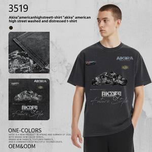 Camiseta <span class=keywords><strong>Akira</strong></span> de Estilo Americano, de Alta Gama, con Estampado Vintage Lavado, Marca de Moda Retro, Holgada, Combinable con Todo, de Algodón Puro Pesado - Product Image 2