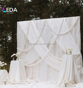 LEDA New Arrival Elegant Silver Drapery Stage Wedding Curtain Spandex Fabric <b>Party</b> <b>Decoration</b> for Events - Product Image 5