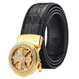 Cinturón de Cuero Genuino 100% con Logotipo Personalizado, Estilo Vintage para Hombre y Niño, Longitud Ajustable, Hebilla de Aleación con Cierre Automático, Piel de Vacuno Negra - Product Image 1