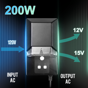 หม้อแปลงไฟสำหรับไฟตกแต่งภูมิทัศน์อัจฉริยะ 200W พร้อม Wifi และ Bluetooth รองรับ <span class=keywords><strong>2</strong></span> โซนอิสระ ป้องกันไฟเกิน สำหรับไฟแรงดันต่ำภายนอกอาคาร - Product Image 2