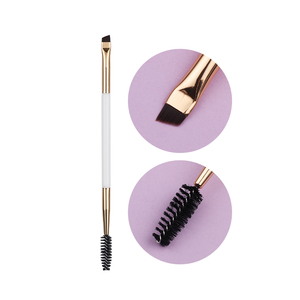 Venta al por mayor de lujo de color oro blanco de un solo pelo sintético <span class=keywords><strong>fino</strong></span> firme en ángulo delineador de cejas de doble cara cepillo Spoolie OEM - Product Image 1