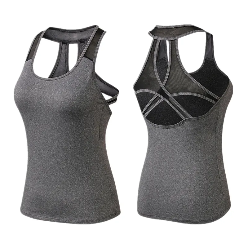 Wholesale plain Sportswear Women Slim running t shirt sports gym yoga clothing tank tops