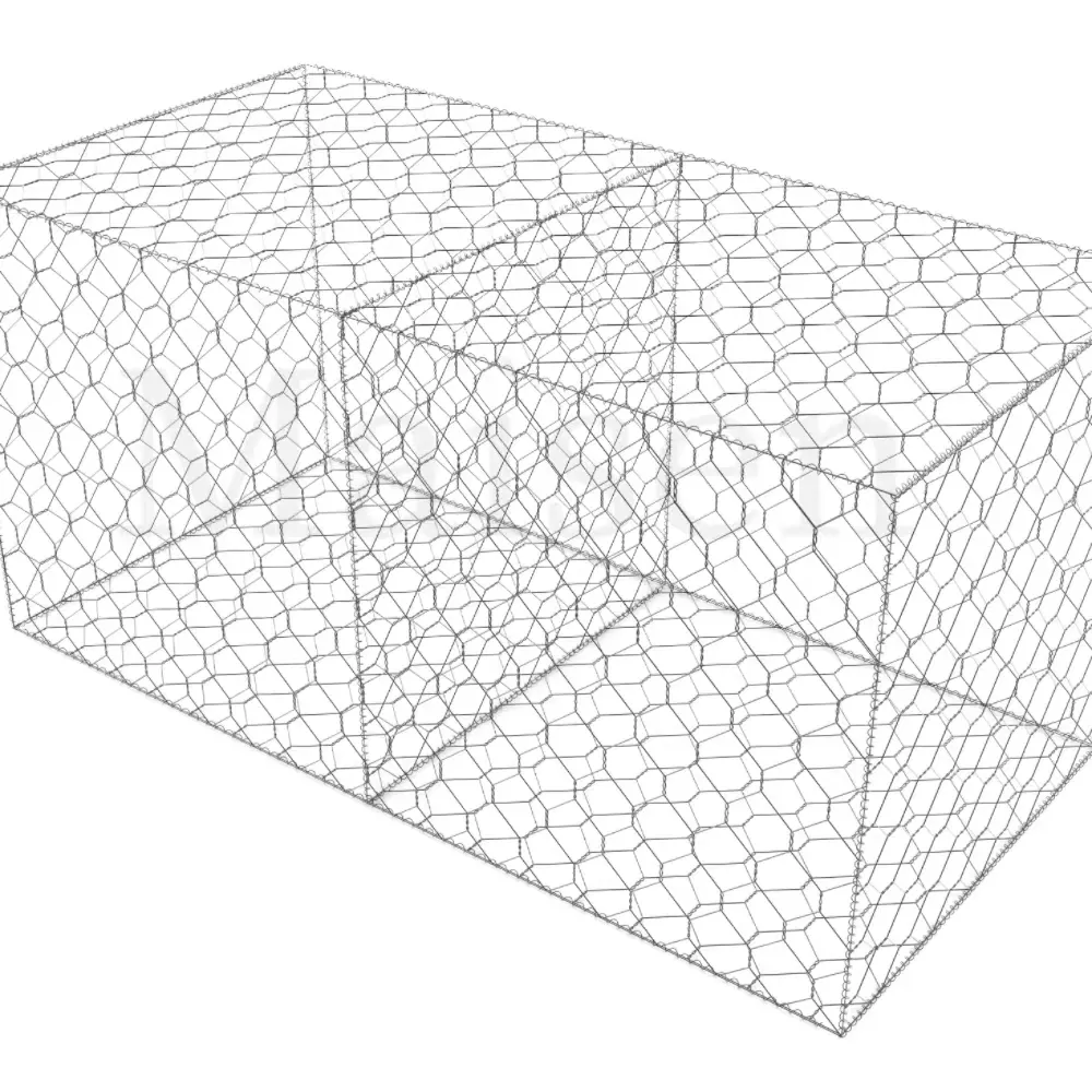 شبكة سلكية سداسية الشكل مطلية بـ PVC رمادية متينة 2*1*1 متر سلة شبكية من غابيون