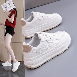 Nouvelles baskets <span class=keywords><strong>compensées</strong></span> blanches style coréen pour femme, collection automne 2026 – Chaussures polyvalentes et tendance pour le sport et le quotidien - Product Image 1