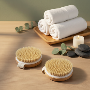 Eco Friendly Logo personalizzato rotondo in legno doccia massaggio <span class=keywords><strong>spazzola</strong></span> <span class=keywords><strong>per</strong></span> il corpo secco setole di cinghiale <span class=keywords><strong>Cellulite</strong></span> esfoliante da donna <span class=keywords><strong>spazzola</strong></span> da bagno - Product Image 2