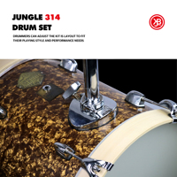 JBK Professional 3-Piece Percussion Instrument Set for Beginners Golden Broken Flower Design Jungle Drum Bass Tom-Tom Musical