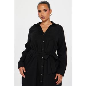 Nuevo Diseño Vestido Casual de Mujer de Alta Calidad con Botones al Frente, Cintura Ajustable, Aberturas Laterales Altas, Sin Elasticidad y Mangas Largas - Product Image 6