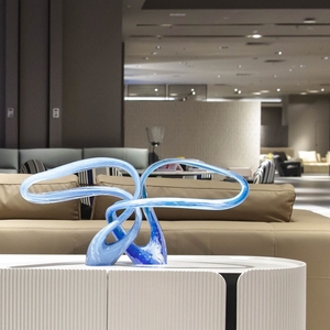 Escultura de Vidrio Soplado a Mano Estilo Murano, Degradado de Índigo a Azul Hielo, Centro de Mesa de Arte Moderno para Exhibición en Hoteles y Galerías - Product Image 2