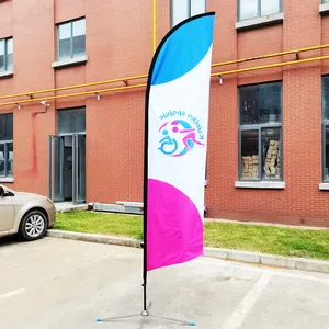 Market Marketing Feather Banner Flags Tear Drop Banners With Logo Water Bag X Folding Base