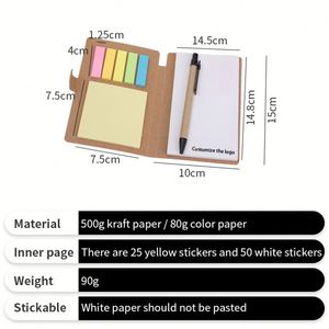 Bloc-notes personnalisé avec logo, mini bloc-notes en papier artisanal multifonctionnel pour étudiants avec stylo - Product Image 4
