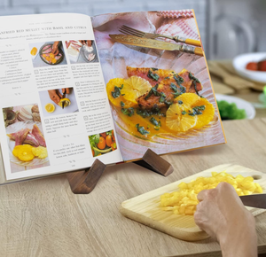Rustic Wooden <strong>Cookbook</strong> Stand for Kitchen, Recipe Book Holder - Product Image 6