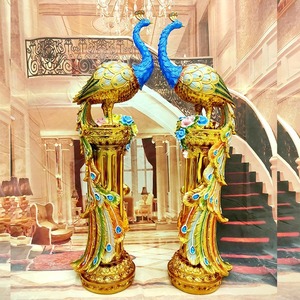 Statua di <span class=keywords><strong>Pavone</strong></span> in Resina Ecologica, Regalo di Nozze, Scultura in Fibra di Vetro, Tecnica di Fusione, Decorazione per la Casa, Artigianato in Resina - Product Image 4