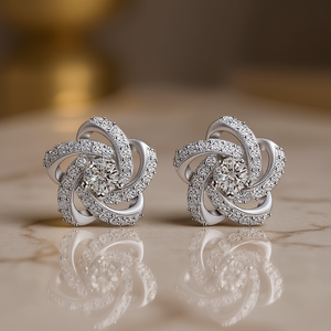 Pendientes Románticos con Flores para Mujer, Chapados en Rodio, con Circonita Redonda de Corte Brillante, Joyería de Boda, Pendientes de Aleación a la Moda - Product Image 2