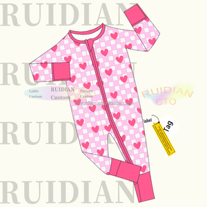 Pijama de Bambú con Estampado Informal Little Sleepie para Primavera, Mono de Bambú con Cremallera de Dos Vías para Niñas, Regalo de San Valentín - Product Image 4