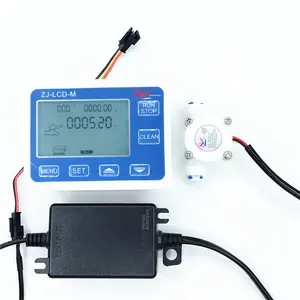 ZJ-LCD-M Água Líquido Fluxo Quantitativo Controle Medidor LCD + 1/4 PE Tubo Fluxo Sensor + Válvula + Fonte de Alimentação