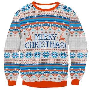 사용자 정의 로고 남자의 크리스마스 스웨터 크루넥 니트 점퍼 아버지 크리스마스 해골 못생긴 크리스마스 스웨터