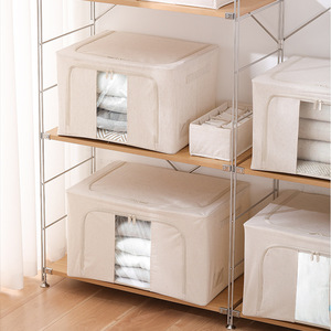 Tianshan Cotton Linen Storage Box Rectangle White Solid Color Clothing Organizer Standing Type DZ 8 - Product Image 3