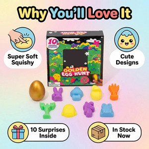 Juguete Blandito Needo Golden Egg Hunt, 10 Piezas, <span class=keywords><strong>Sorpresa</strong></span> Sensorial, Antiestrés, <span class=keywords><strong>de</strong></span> Rebote Lento, Regalo para Niños, <span class=keywords><strong>Canasta</strong></span> <span class=keywords><strong>de</strong></span> Pascua - Product Image 2