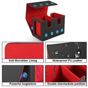 JUZI <span class=keywords><strong>2</strong></span> en 1 commandant de charge latérale en cuir Mtg avec porte-carte magnétique 35pt boîte de rangement de pont personnalisé Tcg Pokemoned Yugioh boîte de pont - Product Image 4