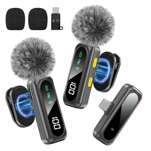 Microphone dynamique <span class=keywords><strong>sans</strong></span> <span class=keywords><strong>fil</strong></span> Xowo à clip magnétique avec rotation à 360°, réduction de bruit LED, <span class=keywords><strong>micro</strong></span>-<span class=keywords><strong>cravate</strong></span> 2.4G pour <span class=keywords><strong>iPhone</strong></span> et Android - Product Image 1