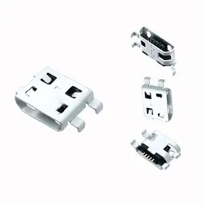 Micro conector usb tipo b, micro conector fêmea tipo 5 pinos para telefone celular, entrada micro usb