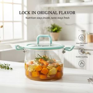 Olla de Vidrio de Borosilicato de Alta Calidad con Doble Asa para Uso en Fuego Abierto, Hornos de Microondas y Hornos Convencionales, Venta al Por Mayor Personalizada - Product Image 1