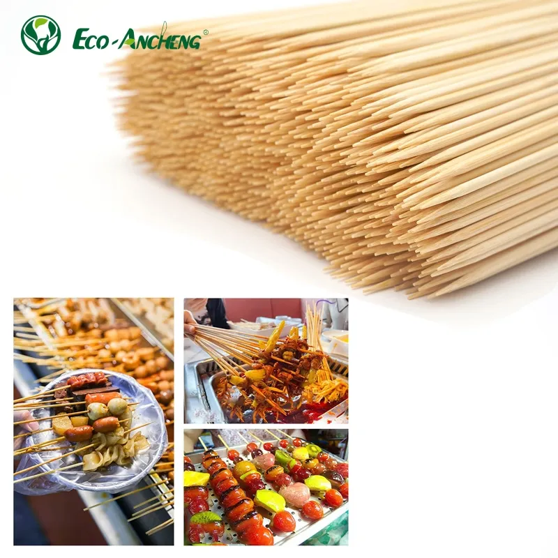 Natural Bamboo Skewer High Quality Biodegradable Food Picks Barbecue Tools Skewers Bamboo Handle