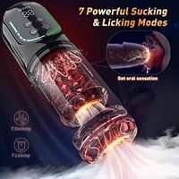 7 Schub rotierend vibrierend saugen lecken Stroker Adult Toys Vakuum Penis pumpen Vergrößern Automatischer männlicher Masturbation becher