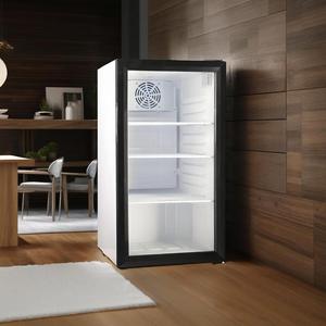 Réfrigérateur <span class=keywords><strong>Vitrine</strong></span> Vertical 90L avec Porte Vitrée, Capacité 56 Bouteilles, 3 Étagères, Classe Énergétique A, Réfrigérateur de Présentation de Boissons pour Magasin - Product Image 1