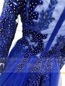 Ruolai OEV-L4276 Lussuoso <span class=keywords><strong>Abito</strong></span> da Sera Formale Blu Reale Sexy con Maniche Lunghe per Donne - Product Image 6