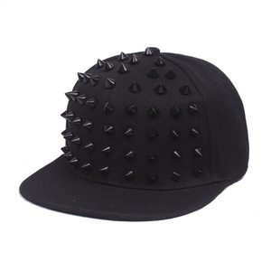 Nuevo diseño personalizado de ala plana Hiphop Snap Back Cap 3D bordado remache Snapback Hat con Spike - Product Image 5
