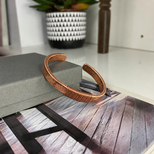 Adjustable Bamboo Texture Wire Wrapped Design Bracelet Women Men Jewelry 99.99% Pure <b>Copper</b> <b>Bangle</b> - Product Image 5