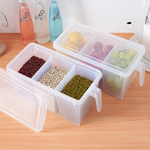 Plastic Storage Containers Square Food Storage Organizer Stackable Refrigerator Organizer Handle Kitchen Containers with Lids
