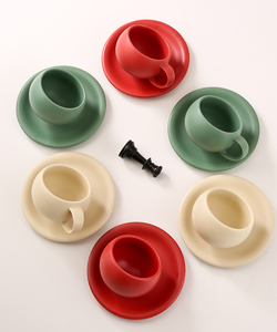 Juego de tazas y bandejas de café de cerámica <span class=keywords><strong>mate</strong></span> de 300ml, <span class=keywords><strong>taza</strong></span> de café expreso de cerámica para restaurante, <span class=keywords><strong>taza</strong></span> de leche para desayuno con asa, <span class=keywords><strong>taza</strong></span> de capuchino - Product Image 5
