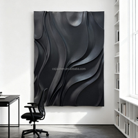 Peinture Personnalisée Art Mural en Bois Suspendu Art Mural Noir Home Deco Luxe Moderne Simple Style Texturé 3D Décoration Murale en Bois