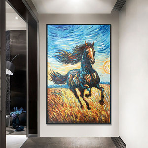 Pintura moderna de caballos, lienzo al óleo personalizado de alta calidad, fábrica de arte Original al por mayor para Hotel, hogar, decoración de pared, Animal - Product Image 3