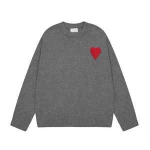 Pull en coton unisexe de luxe pour Ami, motif cœur - Anti-boulochage, manches longues, style décontracté parisien, vente en gros - Product Image 3