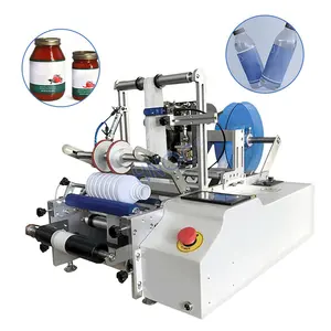 Pequeno Manual Fácil Pneumático Adhesive Print Pet Vinho Redondo Garrafa Aplicação Etiqueta Etiqueta passado Máquina