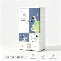 Armoire de rangement en plastique pour enfants de 65 cm avec zone de suspension et tiroirs, placard en plastique PP pour chambre d'enfant