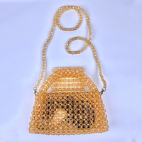 Marke benutzer definierte hand gewebte massive Metall kette Umhängetasche tragbare Flip Slung Mini Dinner Perlen Tasche Hand gewebte Tasche