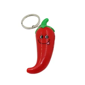 蔬菜绿色黄色红辣椒钥匙扣chiili胡椒钥匙扣与灯光声音