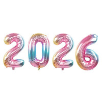Nouveau design 2026 – Ensemble de 4 ballons chiffres en aluminium de 16/32/40 pouces pour décorations de fête de Pâques, Noël et Nouvel An