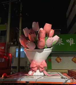 Statue de fleur en FRP légère et durable, sculpture décorative d'art artisanal avec éclairage LED en forme de papillon pour la ville, la rue, le parc, l'entrée d'hôtel - Product Image 3