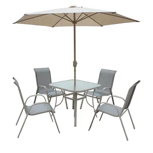 رخيصة حديقة حبال كرسي وطاولة في الهواء الطلق أثاث غرفة الطعام مجموعة مع مظلة