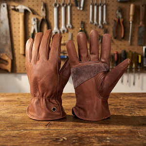 High Quality Durable Anti-Slip Breathable Leather <b>Driver</b> <b>Gloves</b> Powder-Free Palm for Workplace Safety Comfortable Hand - Product Image 2