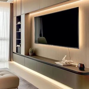 Meubles de salon, rangement, supports TV muraux modernes personnalisés, armoires de présentation en bois, design contemporain élégant - Product Image 6