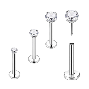 G23 f136 टाइटेनियम कान ट्रेगलस 20 गेज थ्रेडलेस पुश पिन स्पष्ट ज़िरकॉन लैरेट स्टड - Product Image 1