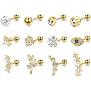 Luxurious Gold Plated No Fade Devil Eye Cz Stud Earrings Non Tarnish Stainless Steel Flower Zirconia Earring Piercing Jewelry