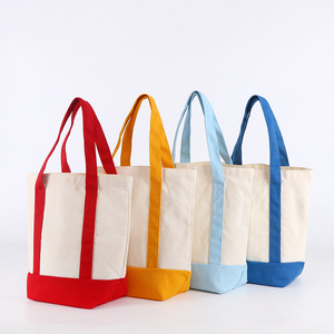 Cá nhân 12oz tùy chỉnh thiết kế thương nhân joes lớn Tote mua sắm túi bông vải thêu túi, màu xanh hải quân với dây kéo túi - Product Image 6