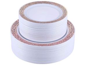 <span class=keywords><strong>Assiettes</strong></span> noires avec anneau doré, set d'<span class=keywords><strong>assiettes</strong></span> jetables, verres à vin à bord doré, couteaux, serviettes - Product Image 6